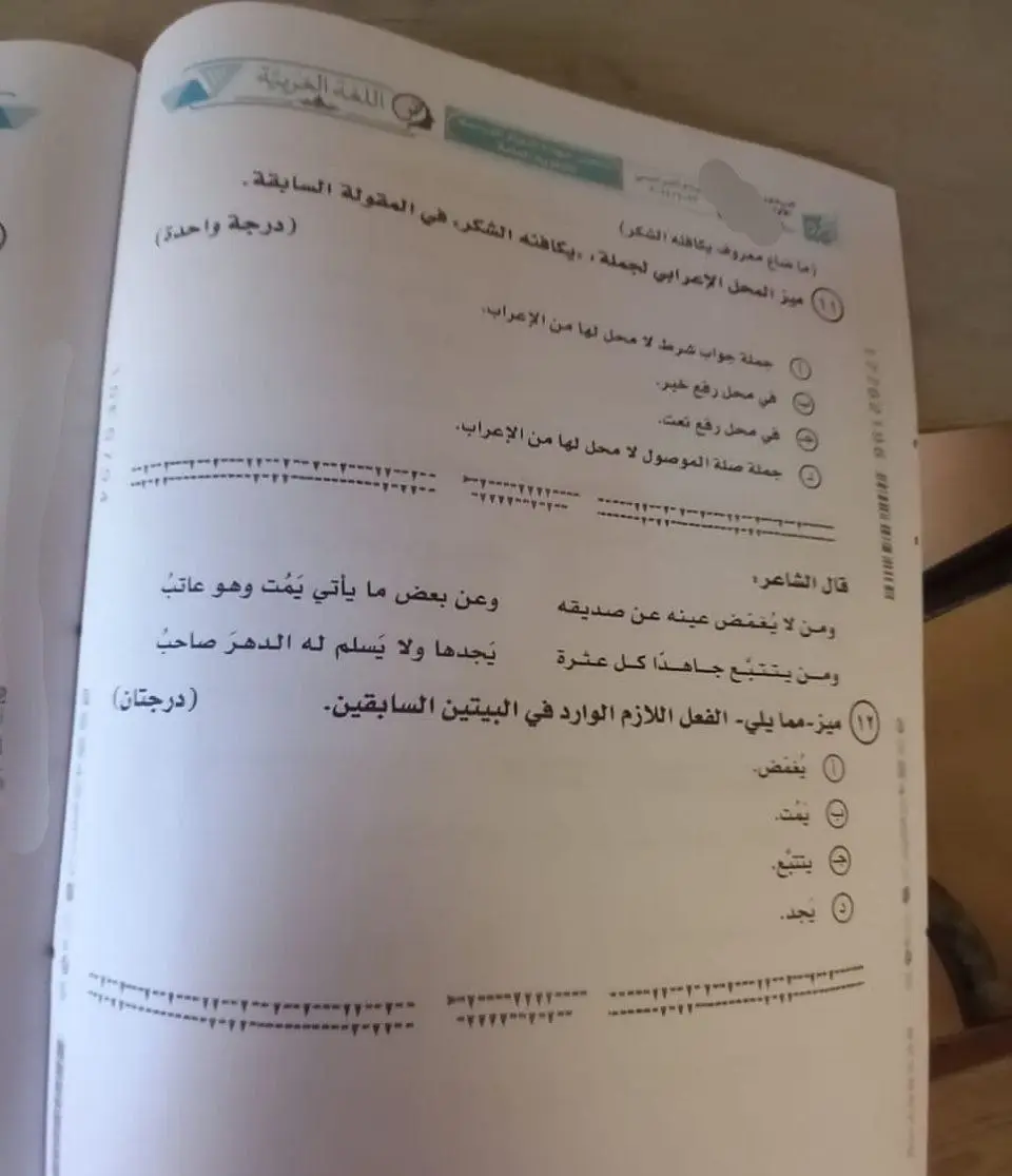 نموذج حل امتحان اللغة العربية 2024 الثانوية العامة